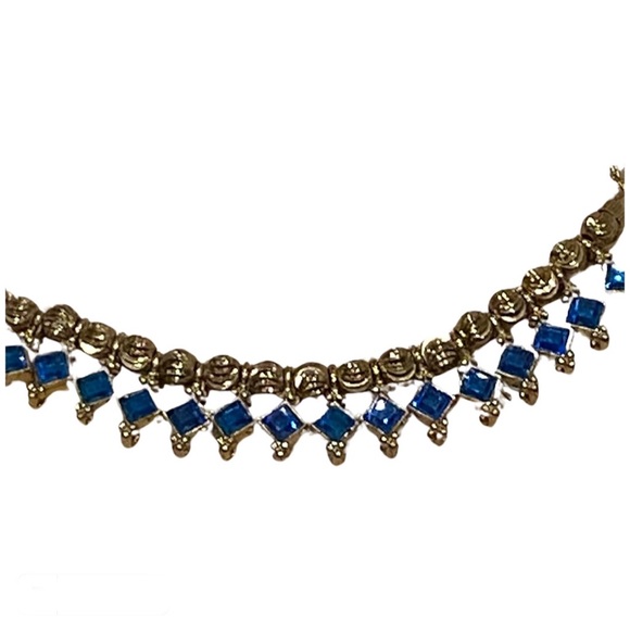 Indian Blue Stone Golden Bronze Necklace - Picture 4 of 4